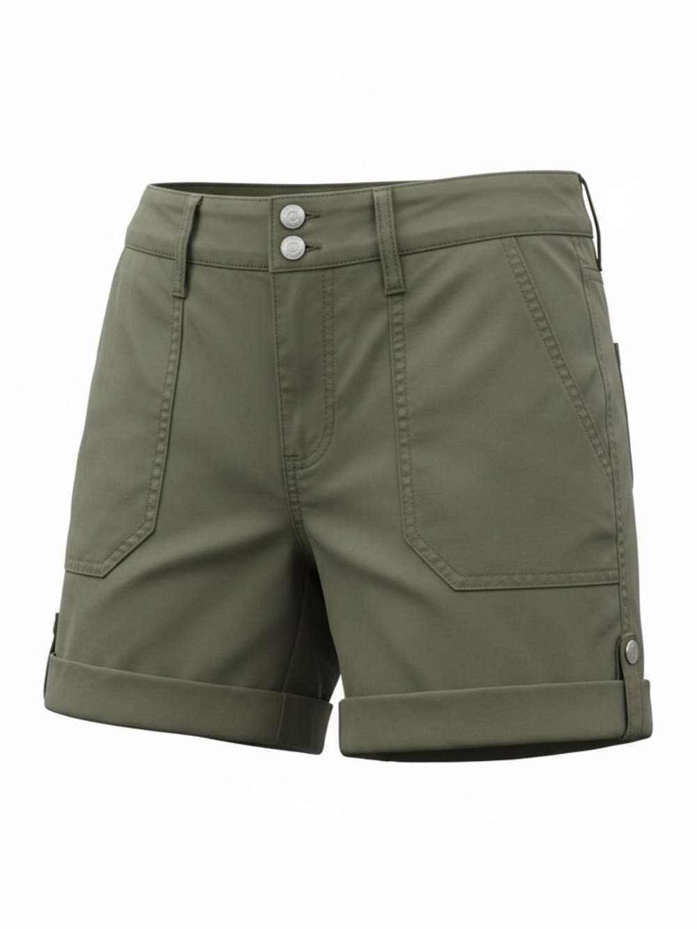 White House Black Market Olive Roll-Cuff Utility Shorts